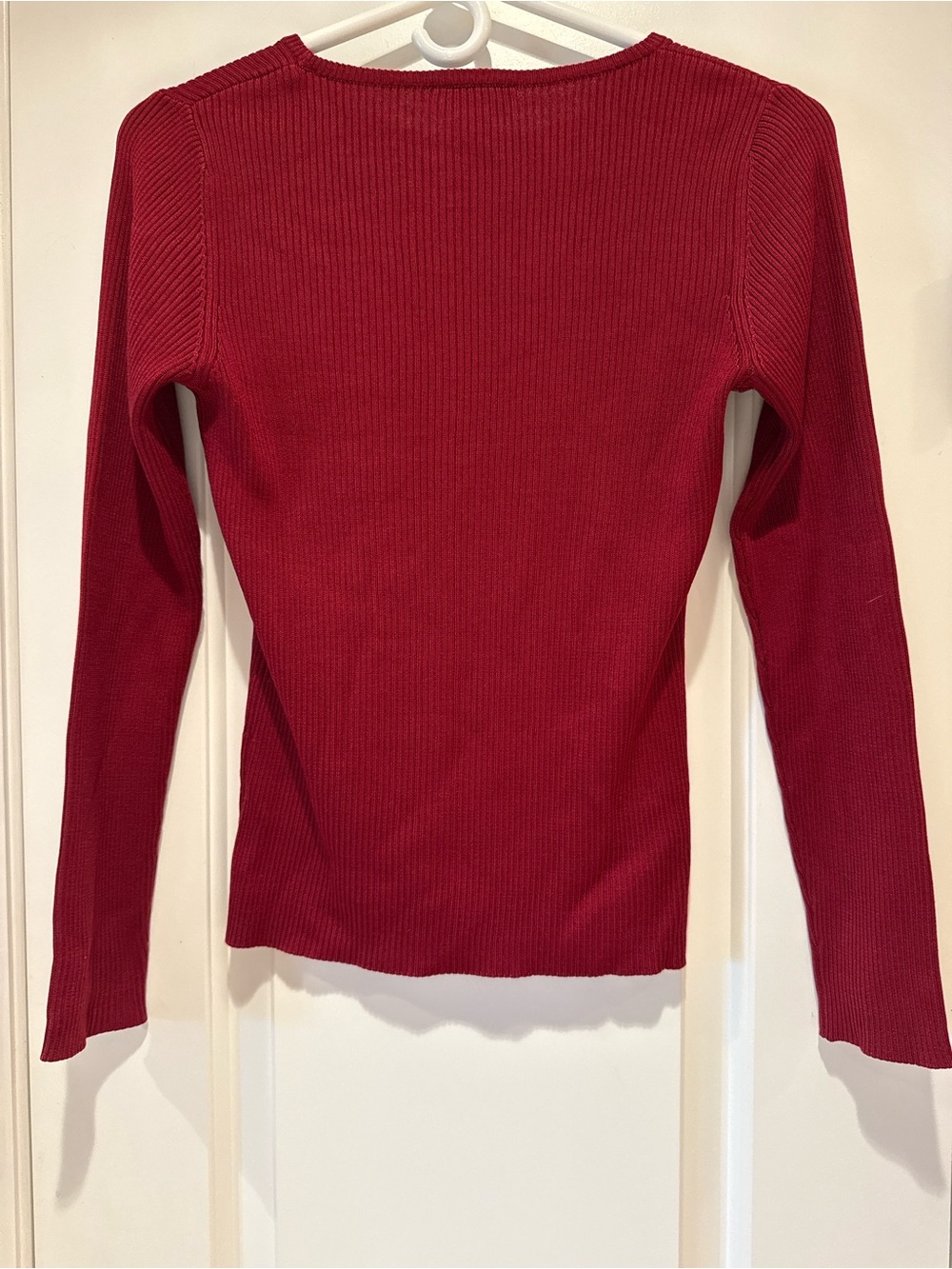 Vintage Ann Taylor 100% Silk Ribbed Sweater Red Small Y2K Minimalist - Picture 5 of 5